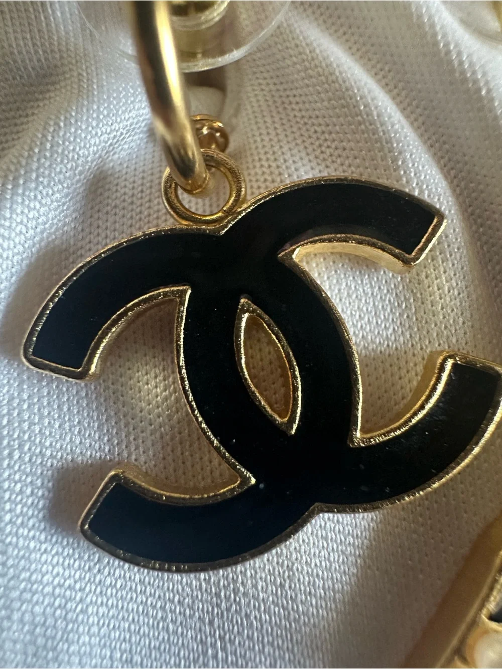 Authentic CHANEL 02A CC Logo & High Heel Mismatched Drop Earrings Black Gold